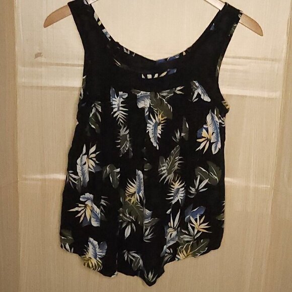 Doe & Rae Black Floral Flowy Tank Mesh Straps Medium - Picture 1 of 7